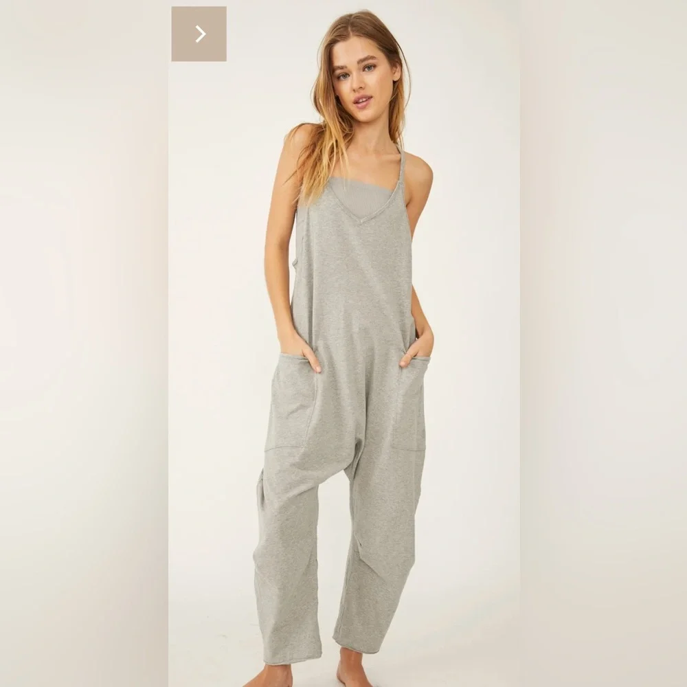 NWOT Free People Movement Hot Shot Onesie Heather Grey - Picture 1 of 6
